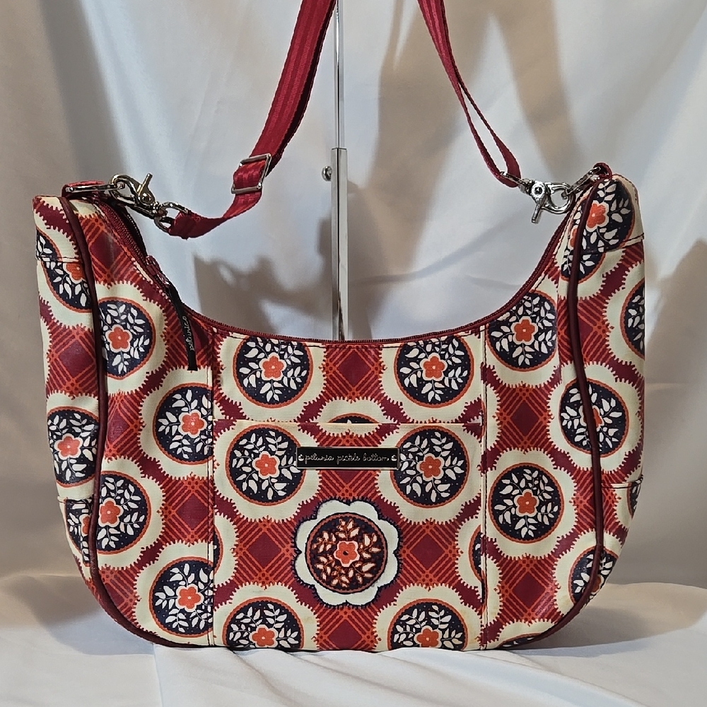 Petunia Pickle Bottom Red and Cream Patterned Shoulder Diaper Bag